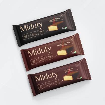 Miduty High Protein Bars 15g - Whey Protein Isolate - 0g Added Sugar-10g Fiber-No Soy Protein Bars
