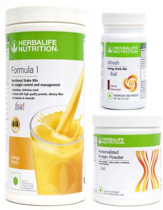 HERBALIFE FORMULA-1 SHAKE MANGO-500 GM+PROTEIN POWDER -200 GM+AFRESH -ELACHI-50 Protein Shake