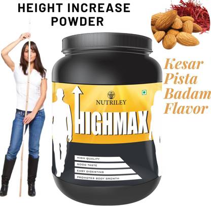 NUTRILEY HighMax Height Increase Growth Powder for Men and Women Kesar Pista Badam Flavor