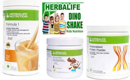 HERBALIFE formula 1 orange creme (500g)+dinoshake chocolate (200g)+protein powder (200g) Plant-Based Protein