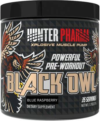 HUNTER PHARMA Black Owl | Pre Workout | Blue Raspberry | 35 Servings Pre Workout