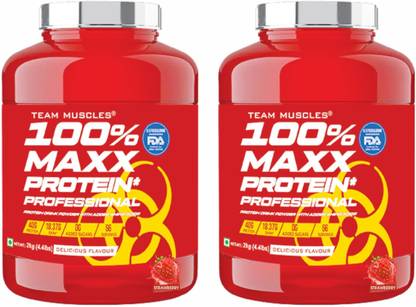 TEAM MUSCLES TM 100% Maxx Protein Professional (2 Kg-Pack Of 2) | Whey Protein | Gold Whey Whey Protein