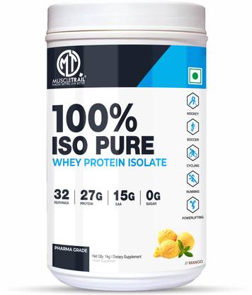 Muscle Trail Whey Protein Isolate, Pharma Grade, 32 Servings, 27g Protein, 15g EAA, 0g Sugar Whey Protein