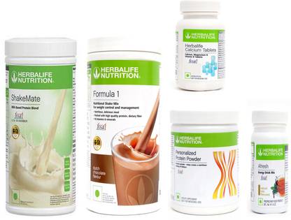 HERBALIFE FORMULA1CHOCOLATE500PROTIEN200GAFRESHENERGYDRINK TULSI50 + SHAKEMATE + CALCIUM Plant-Based Protein