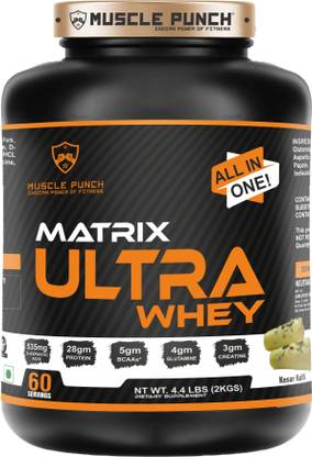 Muscle Punch | Ultra Matrix 100% Whey Isolate | Boosts Testosterone Naturally ++ Creatine | Whey Protein
