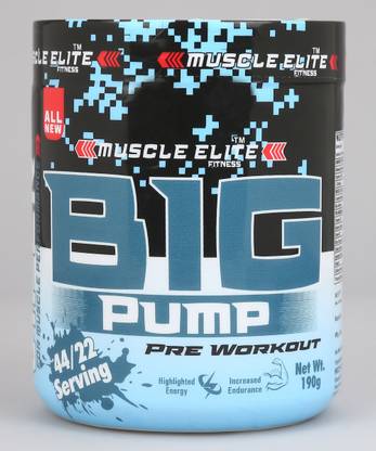 MUSCLE ELITE FITNESS Big Pump pre workout supplement Highlight Energy Increased muscle X1 Mango BCAA