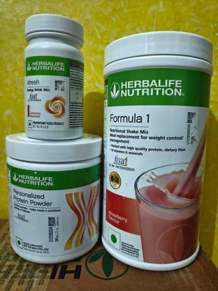 HERBALIFE WEIGHT LOSS COMBO FORMULA 1 STRAWBERRY SHAKE AFRESH CINNAMON PARTEIN POWDER200GM Nutrition Bars