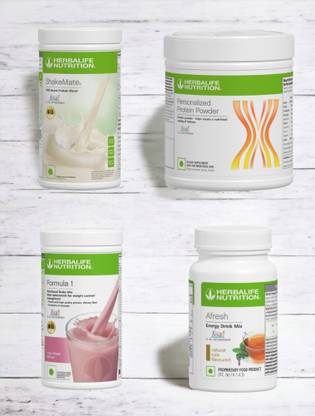 HERBALIFE F1 SHAKE MIX-ROSE KHEER,SHAKEMATE,PP-200GM AND TULSI (PACK OF 4) Protein Shake