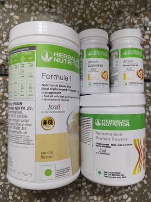 HERBALIFE F1 SHAKE MIX-VANILLA,AFRESH-GINGER,LEMON,PP-200GM(PACK OF 4) Protein Shake