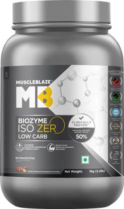 MUSCLEBLAZE Biozyme Iso-Zero, Low Carb Isolate, 27g Per Scoop Whey Protein