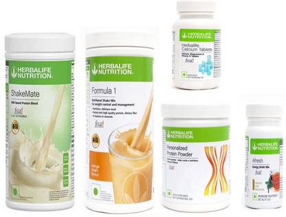 HERBALIFE FORMULA1ORANGE 500PROTIEN200GAFRESHENERGYDRINK TULSI50 + SHAKEMATE + CALCIUM Plant-Based Protein