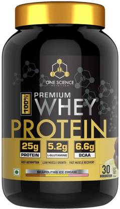 One Science Premium Whey Protein [Grass Fed Whey]- 2 lbs - Neapolitan Ice Cream Whey Protein