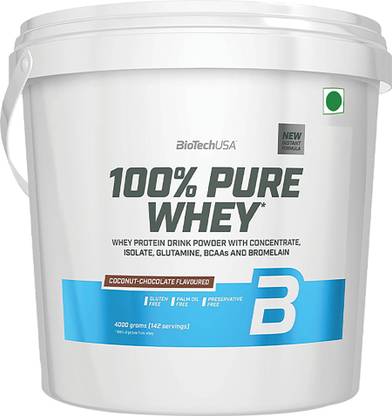 BiotechUSA 100% Pure Whey Protein Concentrate | 21g Protein, 4.3g BCAA, Chocolate, 4kg Whey Protein