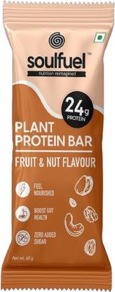SoulFuel by Dr Muffi Plant Protein Bar | 24g Protein High Protein & High Fiber Bar | Fuel-up Faster | Plant-Based Protein