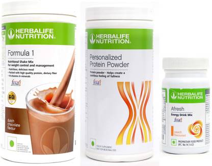 Herbalife Nutrition FORMULA-1SHAKE CHOCOLATE-500GM+PP-400GM+AFRESH PEACH-50 GM Whey Protein