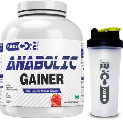 BCS Anabolic Gainer-2Kg With Shaker(Strawberry) Whey Protein