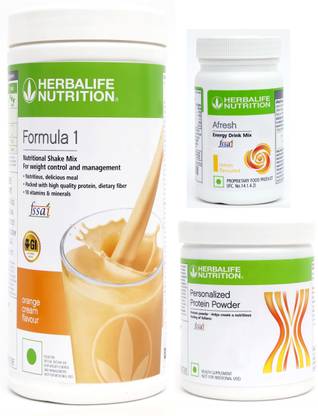 HERBALIFE FORMULA-1 SHAKE ORANGE-500 GM+PROTEIN POWDER -200 GM+AFRESH -LEMON-50 Protein Shake