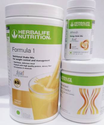 HERBALIFE Formula 1 Shake Mango 500g, Protein 200Gram, Afresh Elachi 50g, Plant-Based Protein