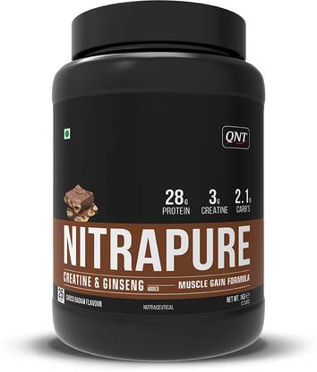 QNT Nitrapure Whey Protein, 1kg, Muscle Gain Formula with Creatine & Ginseng Whey Protein