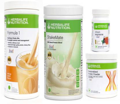 HERBALIFE Formula 1 Shake Orange + Protein Powder 200 G + Afresh - Tulsi + Shake Mate Protein Shake
