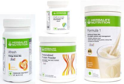 HERBALIFE Formula 1 Banana Flavor+ Protein Powder+ Cell U Loss Tablet + Afresh Lemon Protein Shake