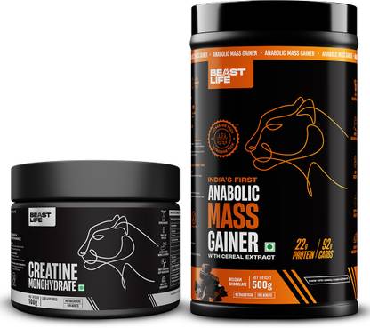 BeastLife Gaining Combo - High Protein Mass Gainer + Creatine Monohydrate Unflavoured Creatine