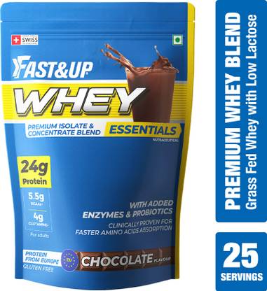 FAST&UP Whey Essentials, 24g Concentrate + Isolate Protein, 5.5g BCAA & 4g Glutamine Whey Protein