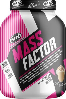 MHN Mass Factor 2750 gm Belgium Chocolate Flavor 27 Serving for Build your Muscles Weight Gainers/Mass Gainers