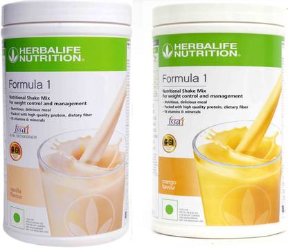 HERBALIFE FORMULA 1 NUTRITIONAL SHAKE MIX VANILA-500 GM+MANGO-500 GM SET OF 2 PCS( 1 KG ) Plant-Based Protein