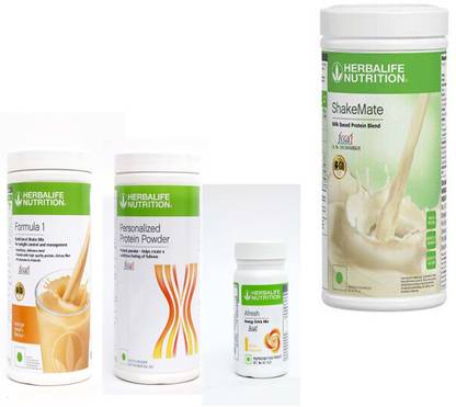 HERBALIFE FORMULA-1 SHAKE ORANGE+PROTEIN POWDER -400 GM+AFRESH -LEMON-50 GM- +SHAKEMATE Protein Shake