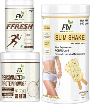 Floral Nutrition Weight Loss Combo Pack Formula 1, Personalized Protein 200gm, FFresh Elaichi 50g Protein Shake