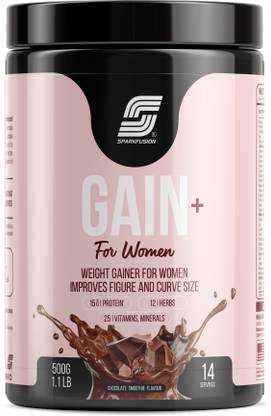 Sparkfusion Gain+ Women Weight Gainer For Improves Figure Chocolate Smoothie flavour 500 gm Weight Gainers/Mass Gainers