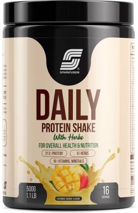 Sparkfusion Daily Protein Shake 21 Gm Protein With 8 Hebrs Mango Flavour 500 GM Protein Shake