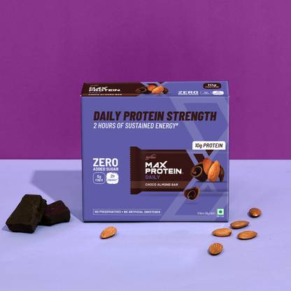RiteBite Max Protein Daily Choco Almond 10g Protein Bars with 5g Fiber, 0 Added Sugar Protein Bars