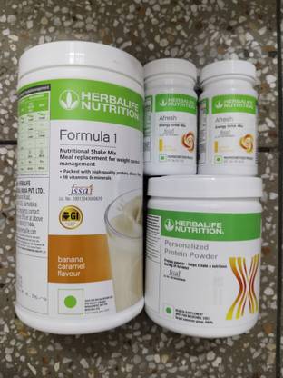 HERBALIFE F1 SHAKE MIX-BANANA,AFRESH-LEMON,GINGER,PP-200GM(PACK OF 4) Protein Shake