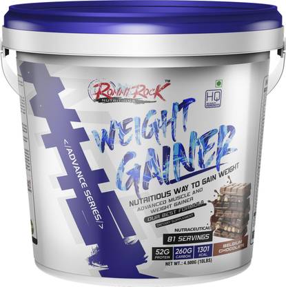 RONNIROCK Weight Gainer 4.5kg Belgium Chocolate Rebuild Muscle with Protein 52g No Sugar Weight Gainers/Mass Gainers