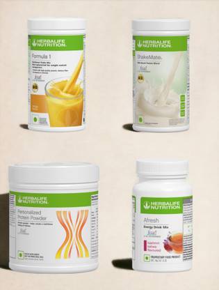 HERBALIFE F1 SHAKE MIX-MANGO,SHAKEMATE,PP-200GM AND KASHMIRI KAHWA (PACK OF 4) Protein Shake