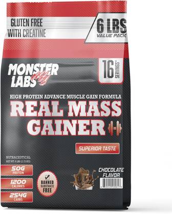 monster labs Monster Real Mass Gainer 6 LBS Chocolate Flavor Whey Protein