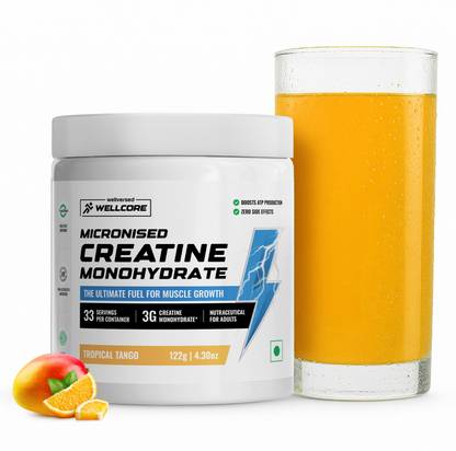 Wellcore Micronised Creatine Monohydrate | Lab Tested | Enhanced Absorption | 100% Pure Creatine (122 g, Tropical Tango)