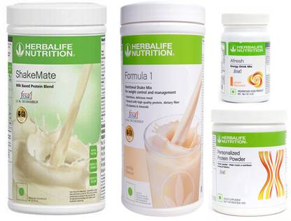 HERBALIFE Formula 1 Shake Vanilla + Protein Powder 200G + Afresh Peach + Shake Mate Protein Shake