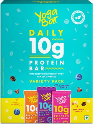 Yogabar 10g Variety Pack, Gluten-Free, Healthy Snacks (Pack of 6 x 50g) Protein Bars