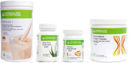 HERBALIFE Formula 1 Shake Vanilla Flavor+Aloe Plus Tablet+ Protein Powder+ Afresh Peach Protein Shake