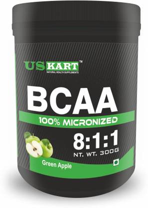 US KART BCCA 100% Micronized 300gm Green Apple Flavor (Pack of 1) BCAA