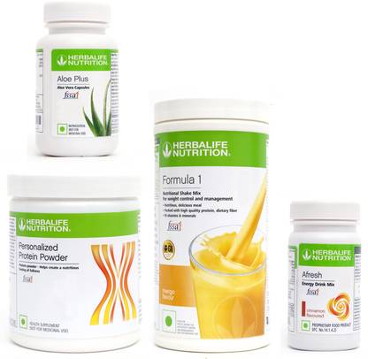 HERBALIFE FORMULA1 MANGO PROTIEN 200 G AFRESH ENERGY DRINK CINNAMAN 50 G + ALOE PLUS 50 G Plant-Based Protein