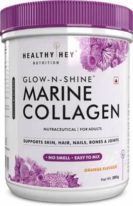 HealthyHey Nutrition Glow-n-Shine Marine Collagen Powder Hydrolyzed |Type 1 Collagen Whey Protein
