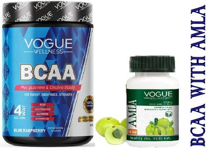 vogue BCAA Supplement Powder (Blue Raspberry) (400GM) With Amla Tablets (60Tabs) BCAA