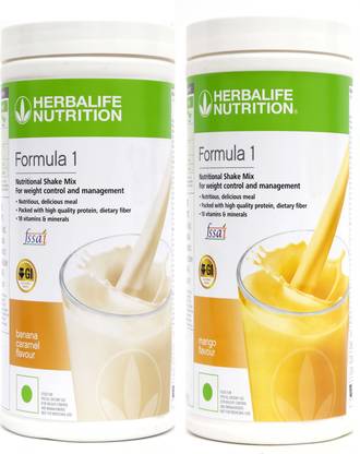 HERBALIFE 2 PCS OF Formula 1 Nutritional Shake Mix BANANA +MANGO Flavor Plant-Based Protein