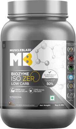 MUSCLEBLAZE Biozyme Iso-Zero, Low Carb Isolate, 27 g Per Scoop Whey Protein