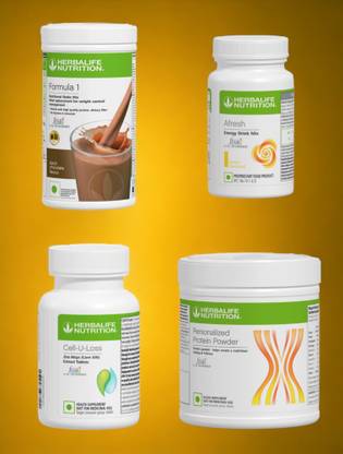 HERBALIFE F1 SHAKE MIX-CHOCOLATE,LEMON,CELL-U-LOSS AND PP-200GM,(PACK OF 4) Protein Shake