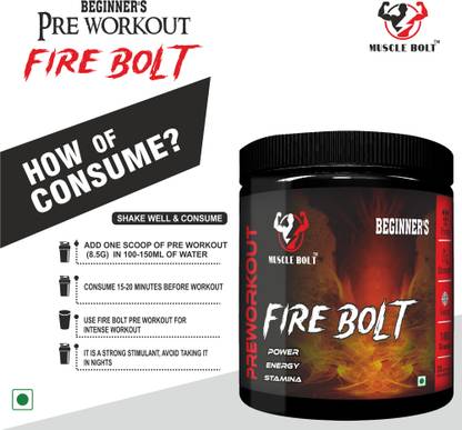 MUSCLEBOLT Beginners Pre-Workout Supplement Creatine Monohydrate,Beta-Alanine,30 Servings Pre Workout